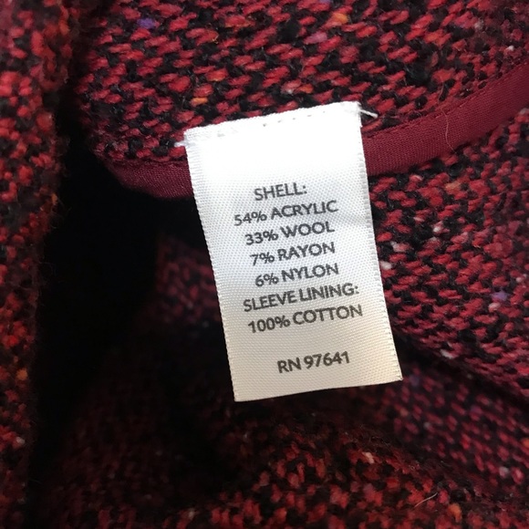 J Jill ⚜️ Burgundy & Black Speckled Tweed Jacket - Picture 9 of 10